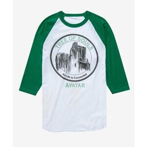 Avatar Last Airbender Tree of Souls Green & White Raglan T-Shirt Size 2X 2XL New